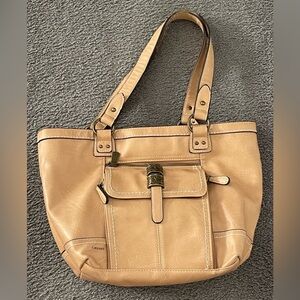 CONCEPT SHOULDER BAG. Tan. ALL THE ORGANIZATION! Inside/Out Zips & Card Slots!